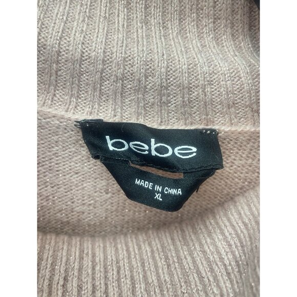 BEBE Women's Sexy Pink Cold Shoulder Sweater Sz XL - Picture 3 of 10